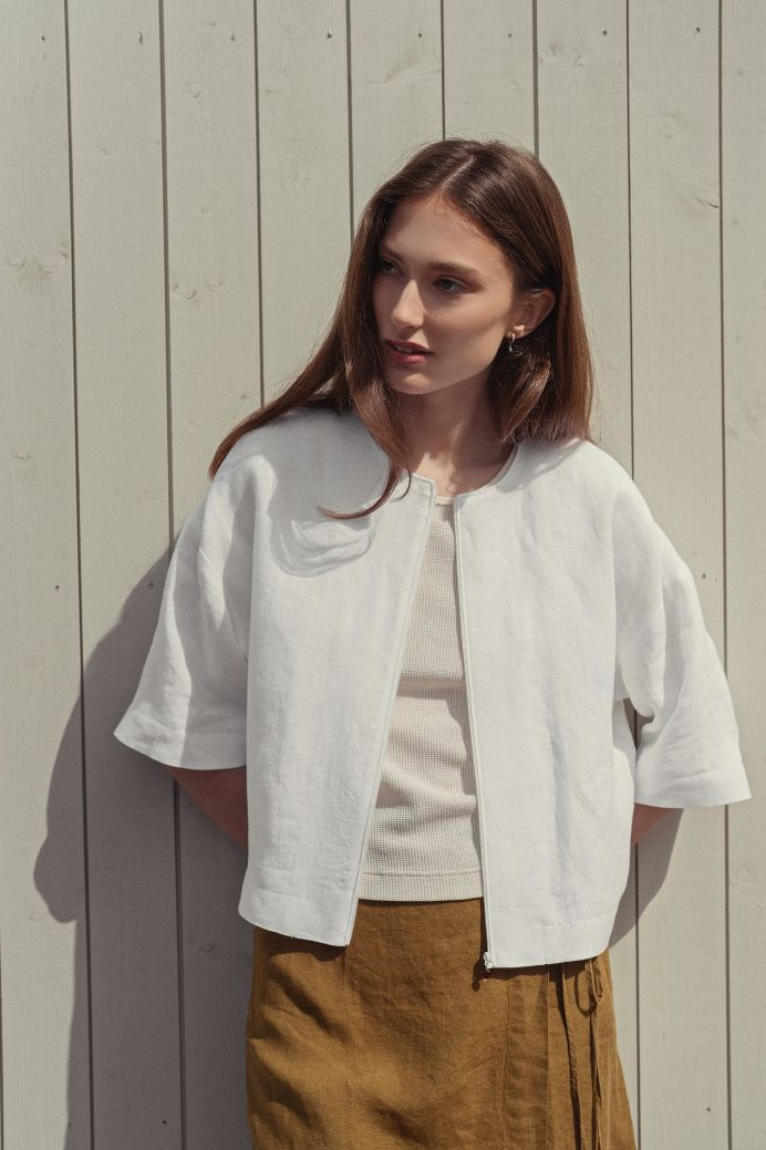 Leinenblazer mit Reißverschluss