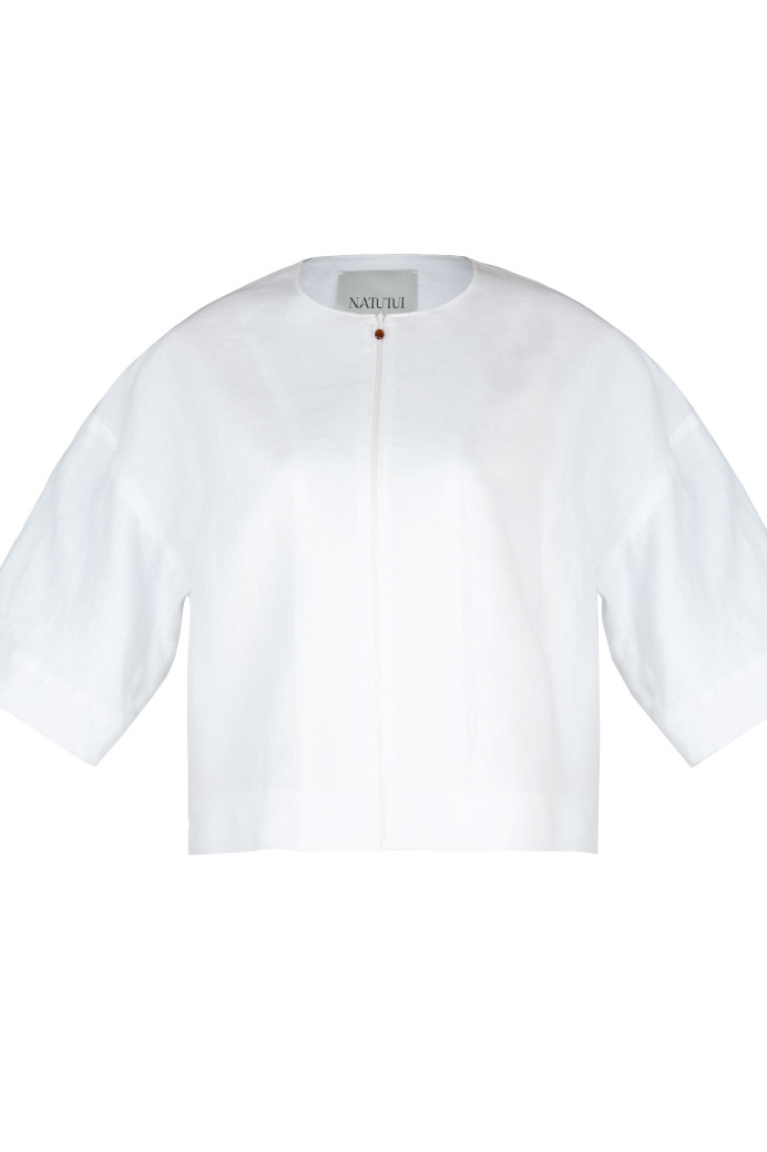 Linen blazer with zipper