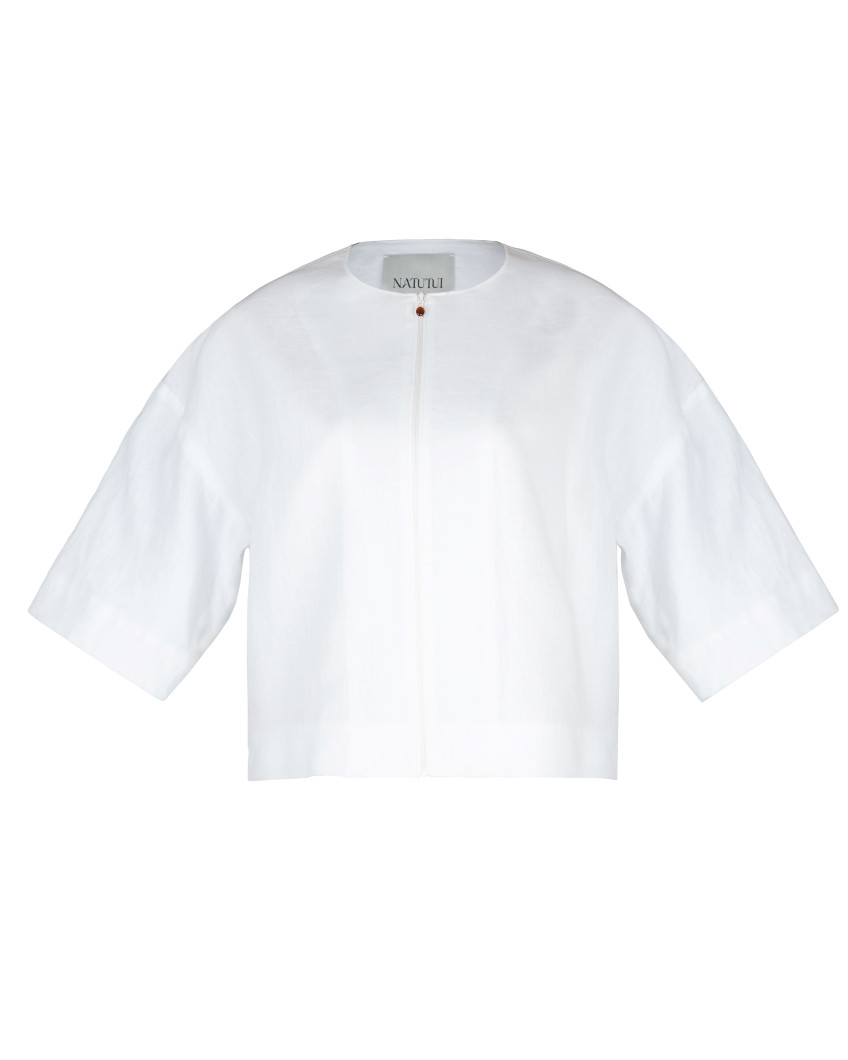 Leinenblazer mit Reißverschluss