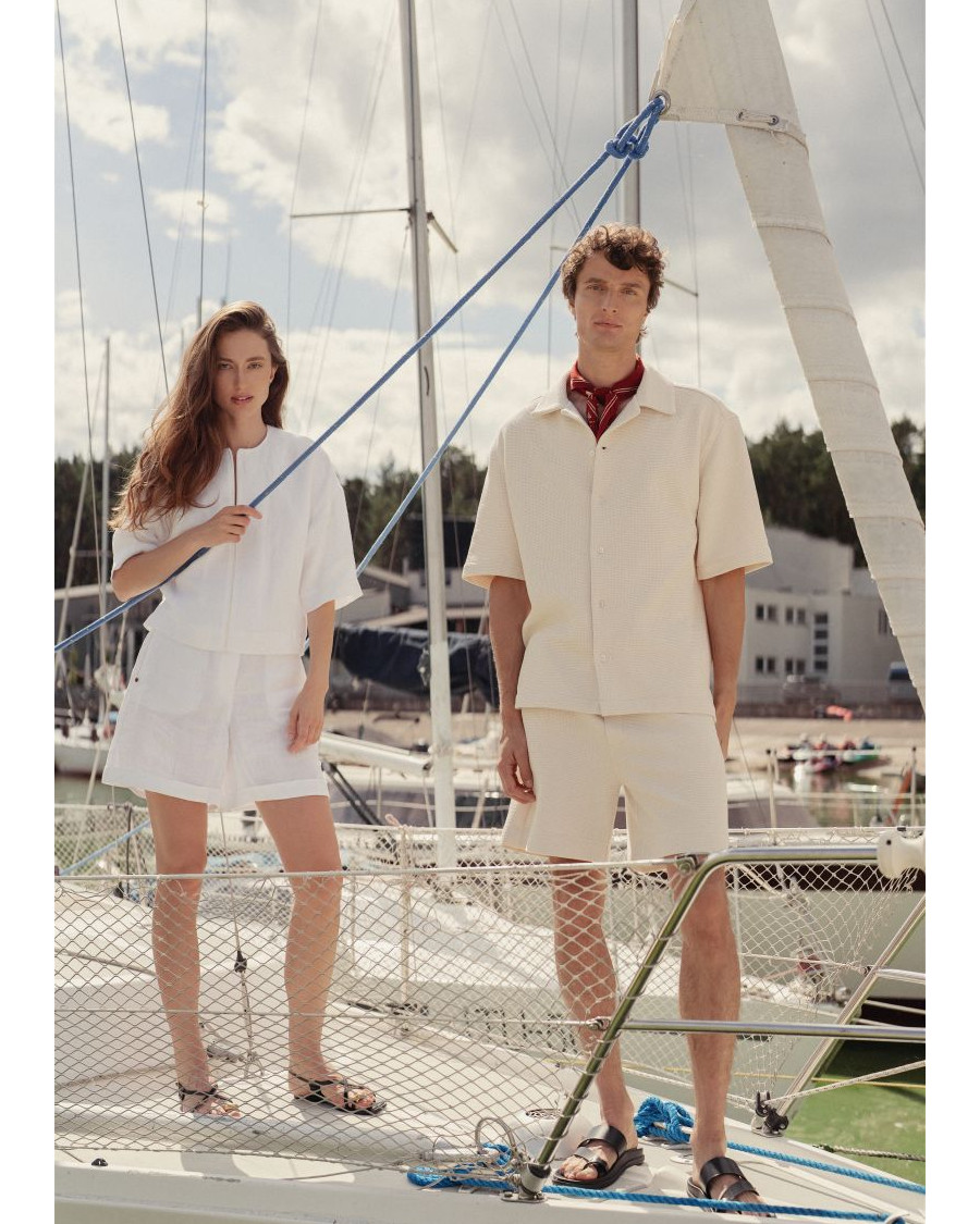 Leinenblazer mit Reißverschluss