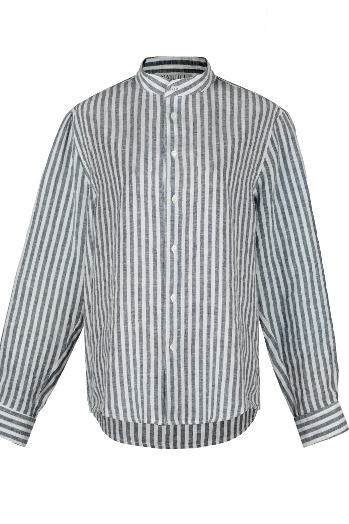 Leinenhemd mit Stehkragen