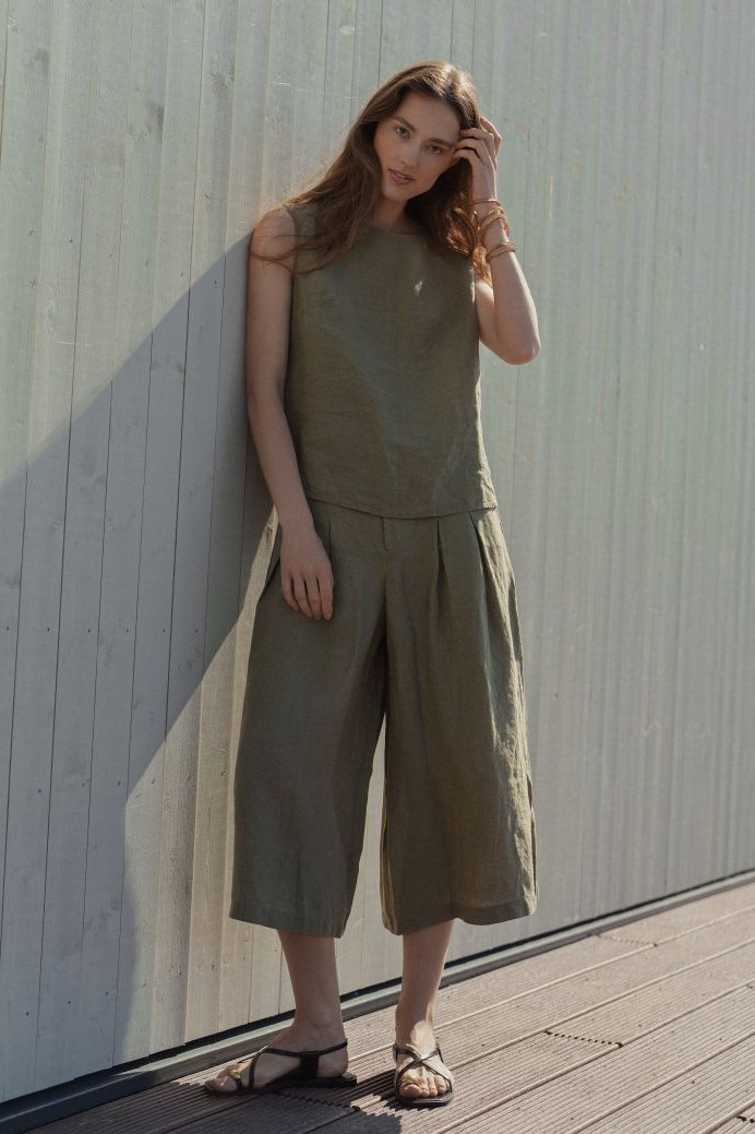 Lange Shorts aus Leinen