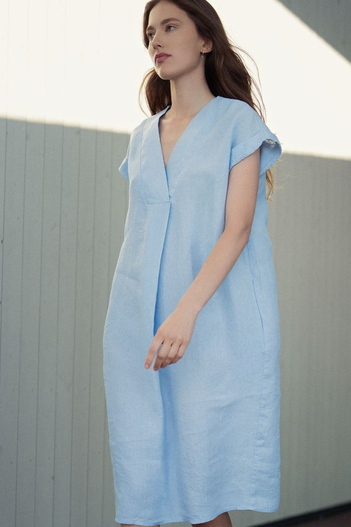 Midi-Kleid aus Leinen