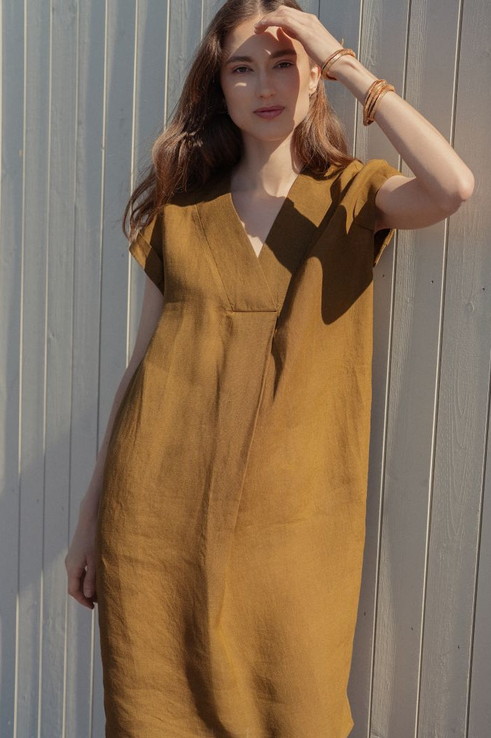 Midi-Kleid aus Leinen