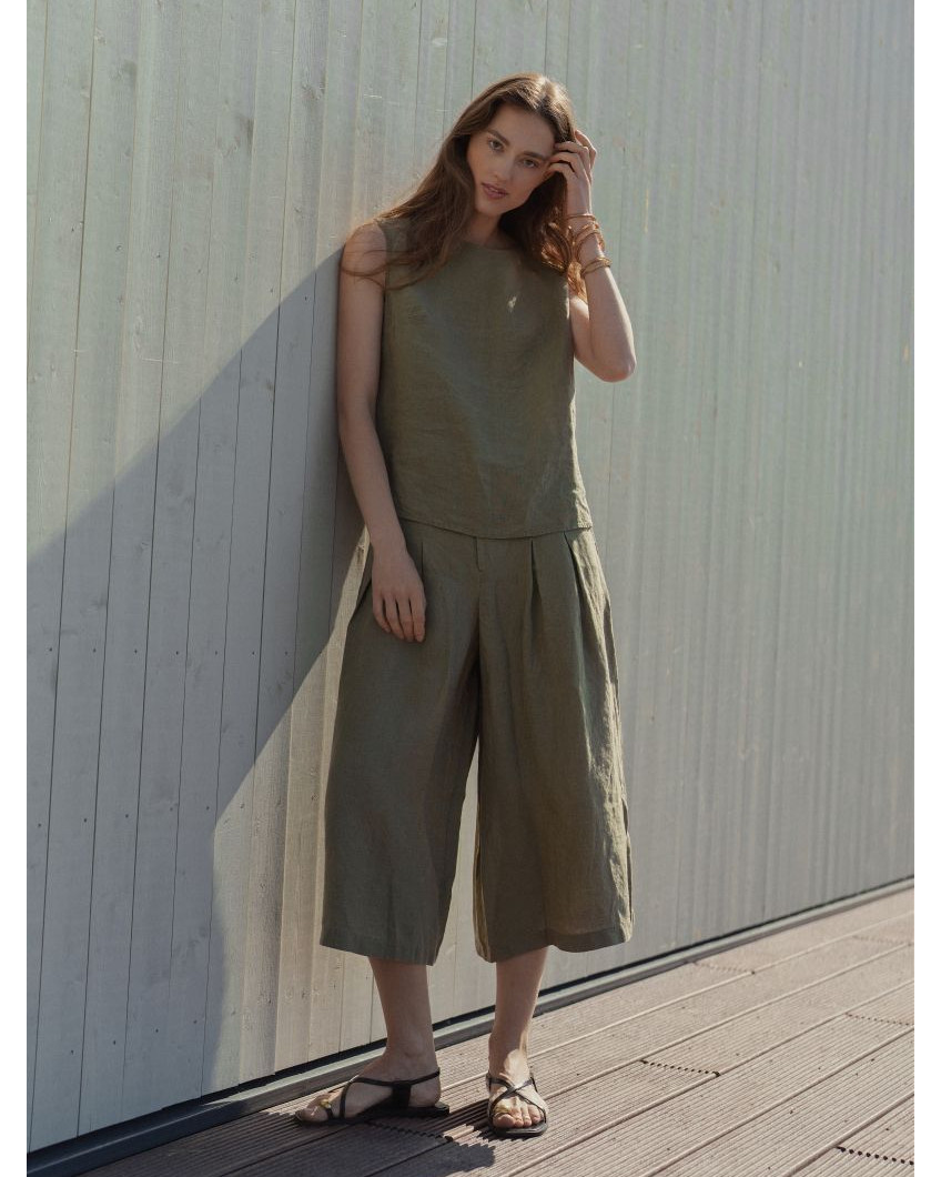 Ärmellose Bluse aus Leinen