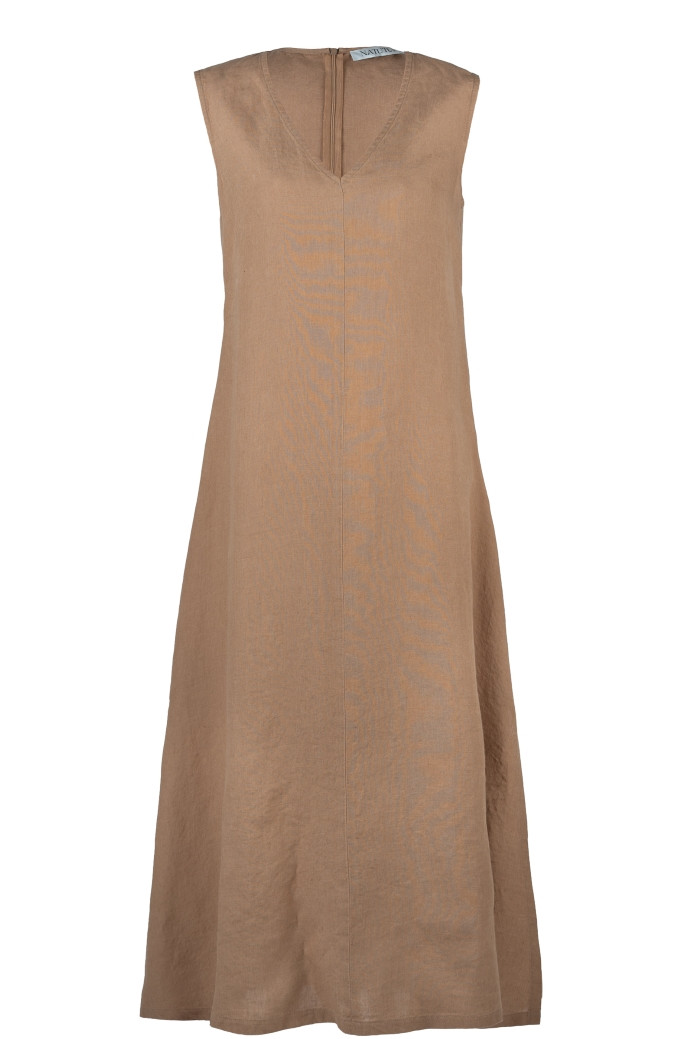 Ärmelloses langes Kleid aus Leinen