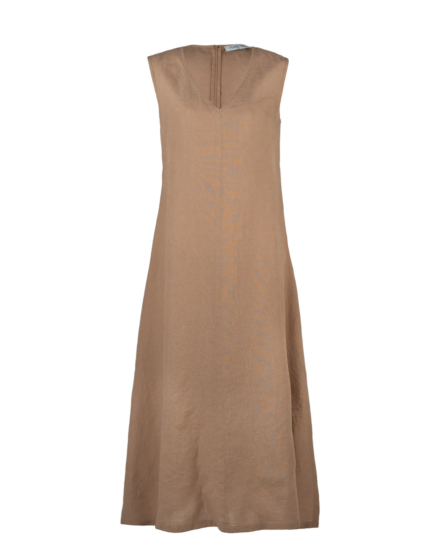 Ärmelloses langes Kleid aus Leinen