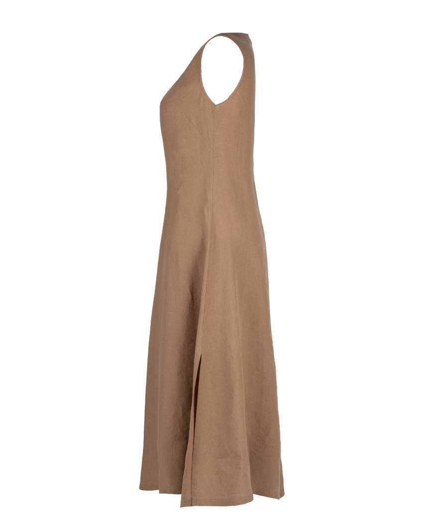 Ärmelloses langes Kleid aus Leinen