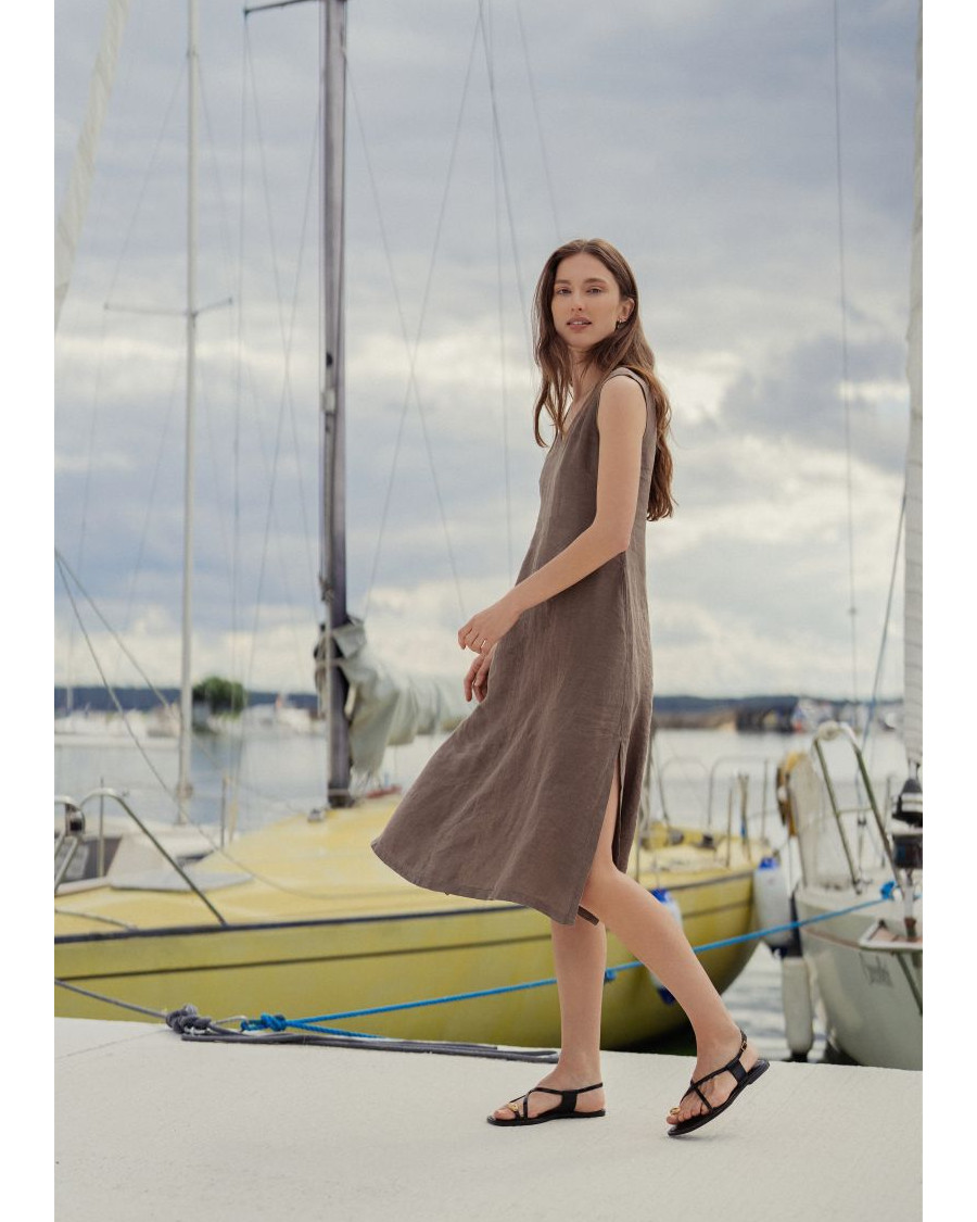 Linen sleeveless long dress