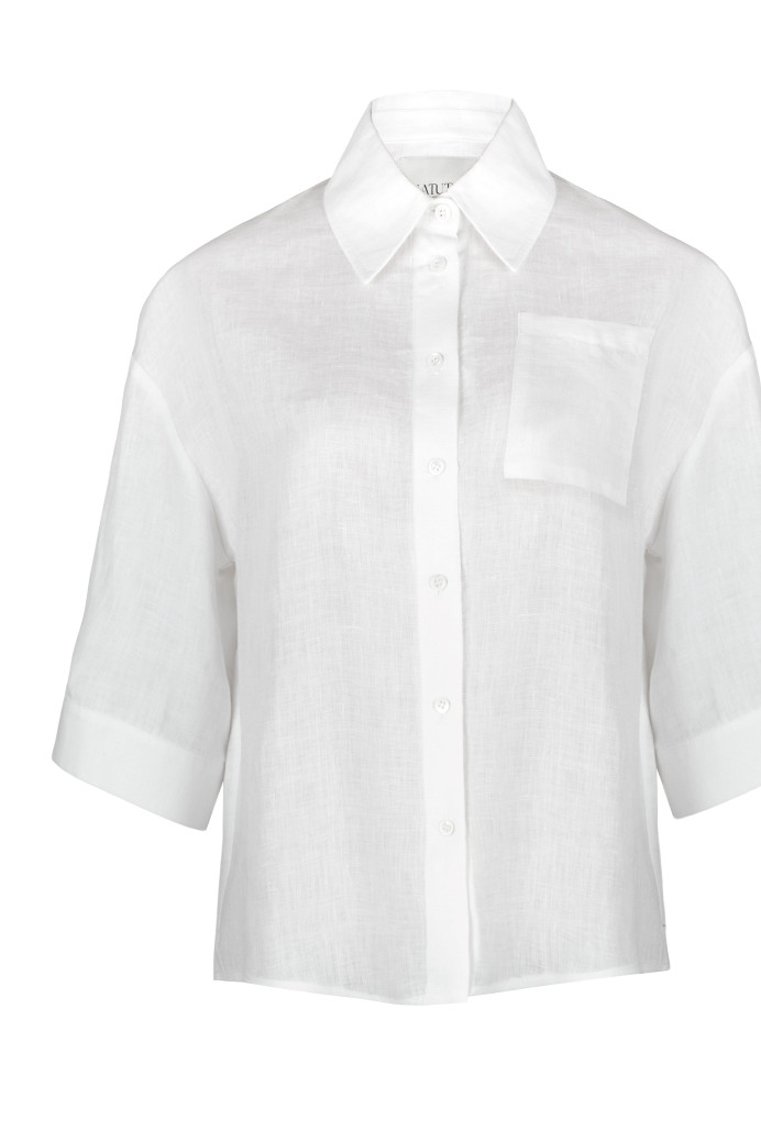 Linen shirt with elbow-length sleeves