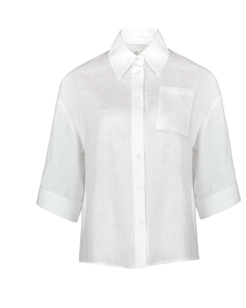Linen shirt with elbow-length sleeves