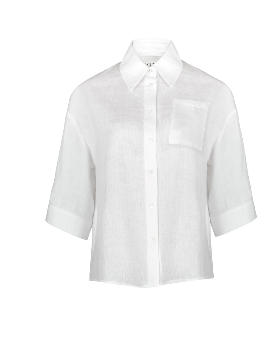 Linen shirt with elbow-length sleeves