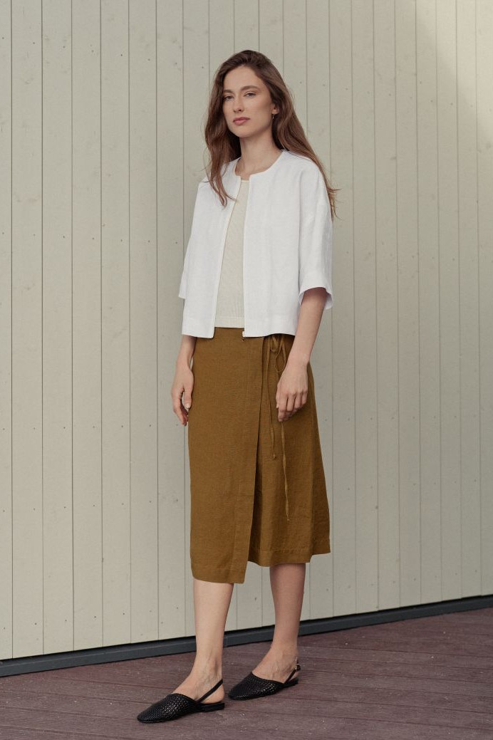 Linen amber color skirt