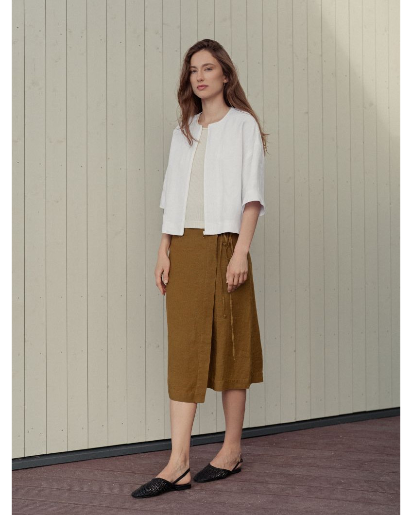 Rock aus Leinen in Bernsteinfarbe