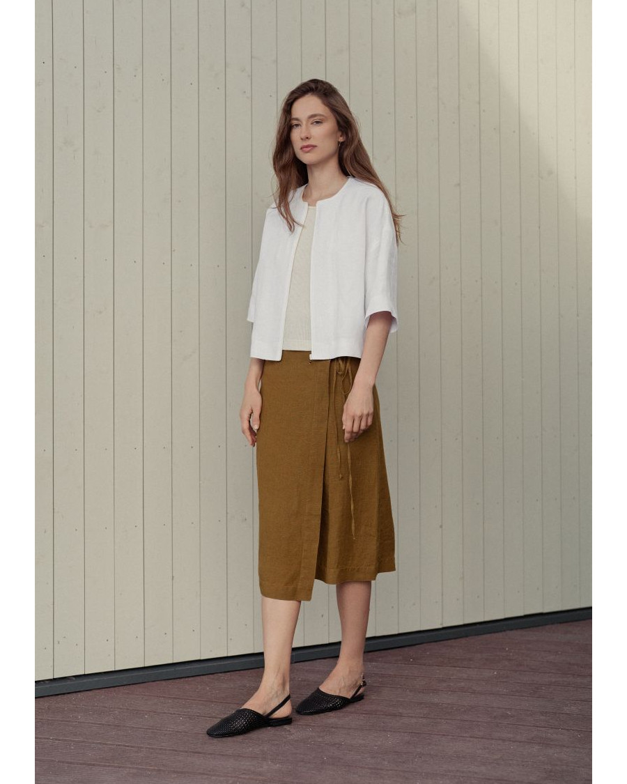 Linen amber color skirt
