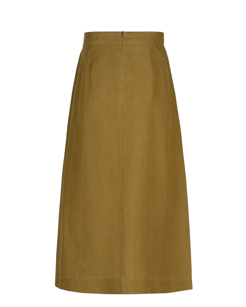 Rock aus Leinen in Bernsteinfarbe