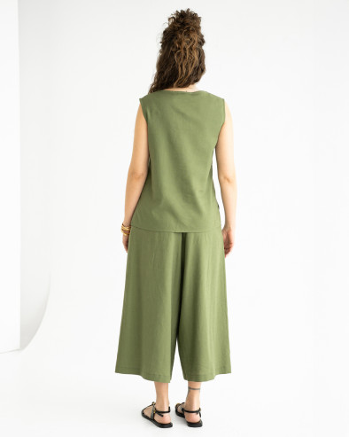 Pleated linen Culottes