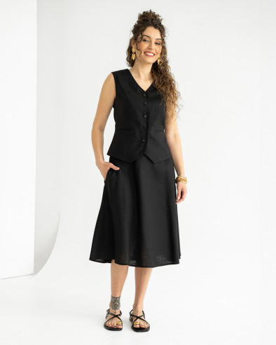 Midi linen skirt