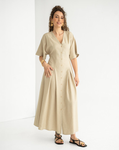 Long natural linen dress