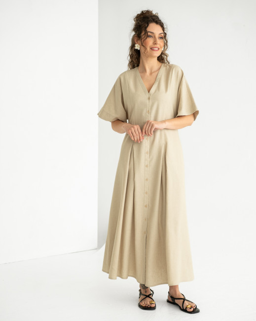 Long natural linen dress