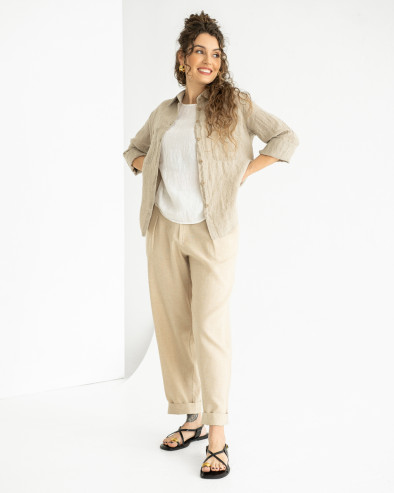 Tapered natural linen pants