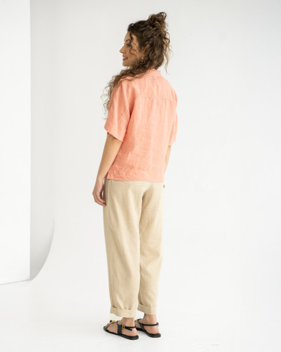 Linen short-sleeved blouse