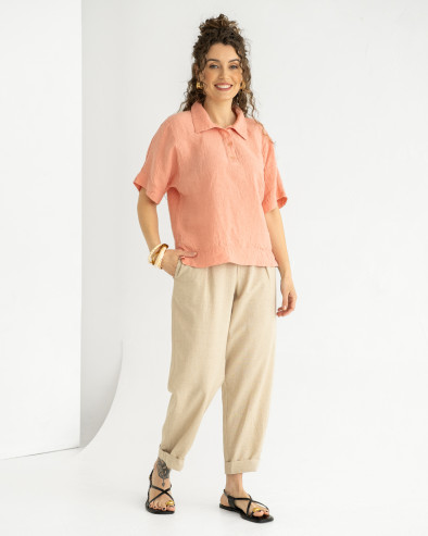 Linen short-sleeved blouse