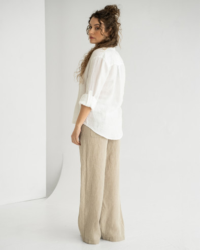 Linen shirt with henley collar