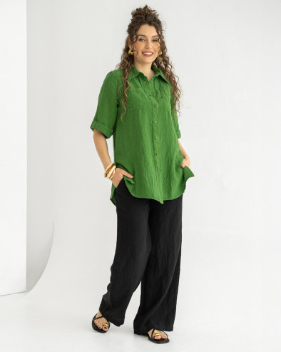 Linen short-sleeved shirt