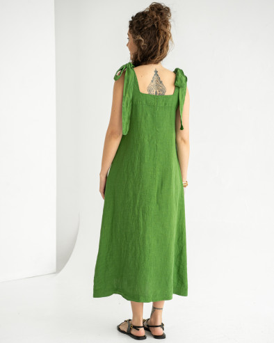 Linen dress with ribbons